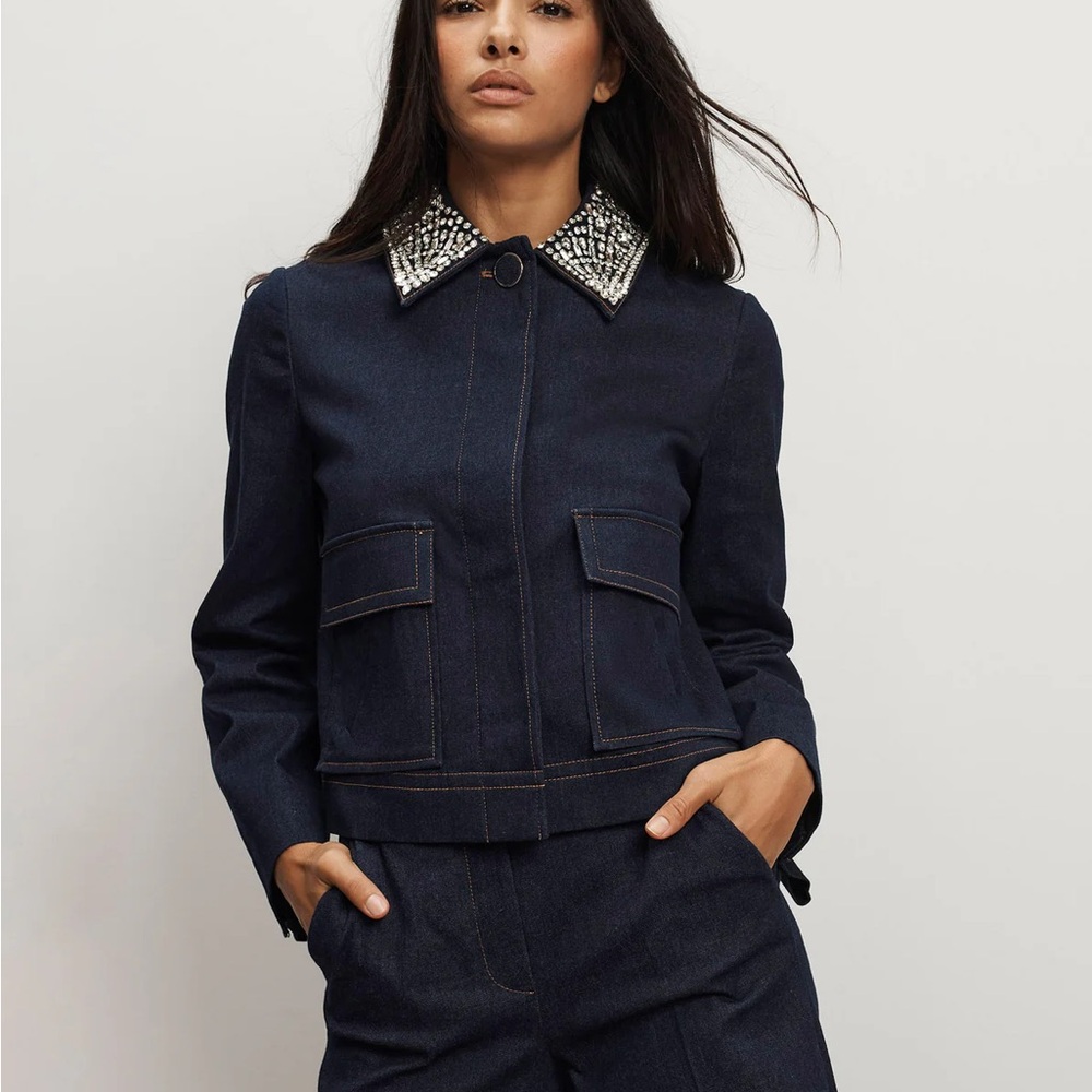 Veronica Beard Barrington Embellished Denim Jacket - Size 00